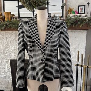 Armani Collezioni Black and White Grid Blazer